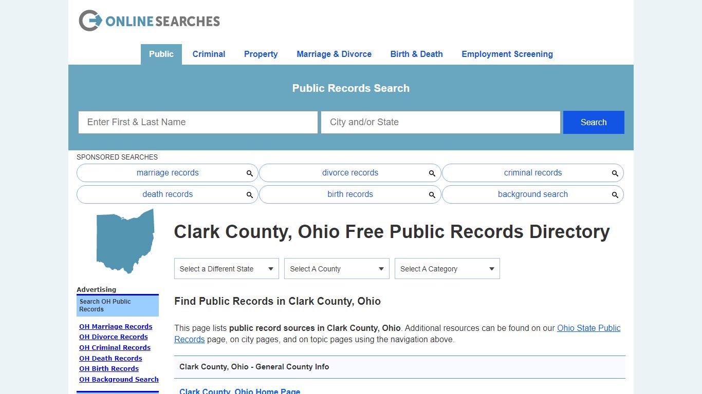 Clark County, Ohio Public Records Directory - OnlineSearches.com